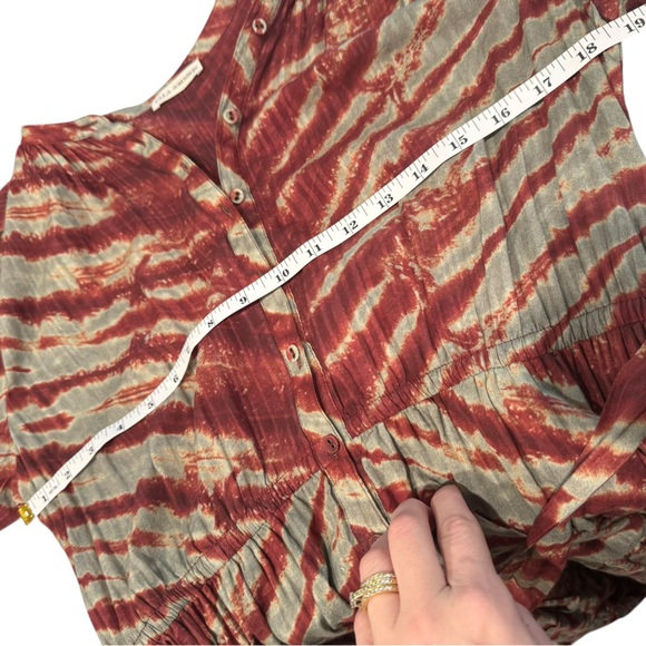 Ulla Johnson Magdalena Midi Dress Burgundy Tiger Print Puff Sleeves Ruffled Sz 8 - Picture 5 of 9